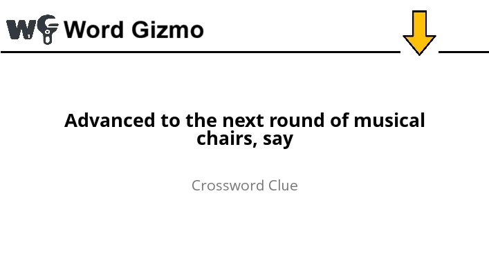 Advanced to the next round of musical chairs, say NYT answer