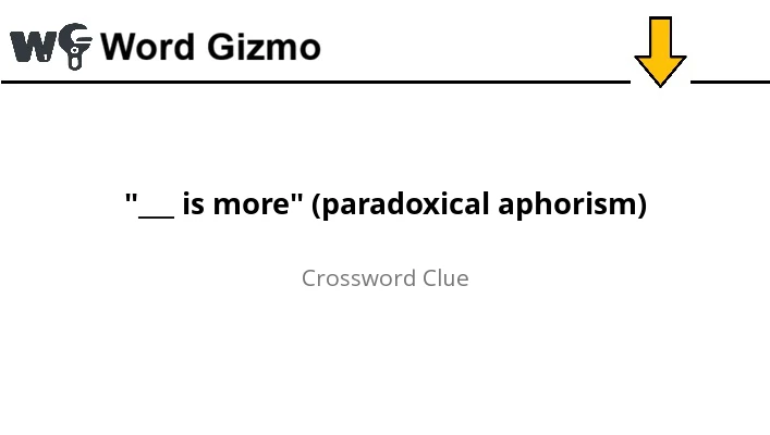 "___ is more" (paradoxical aphorism) NYT answer